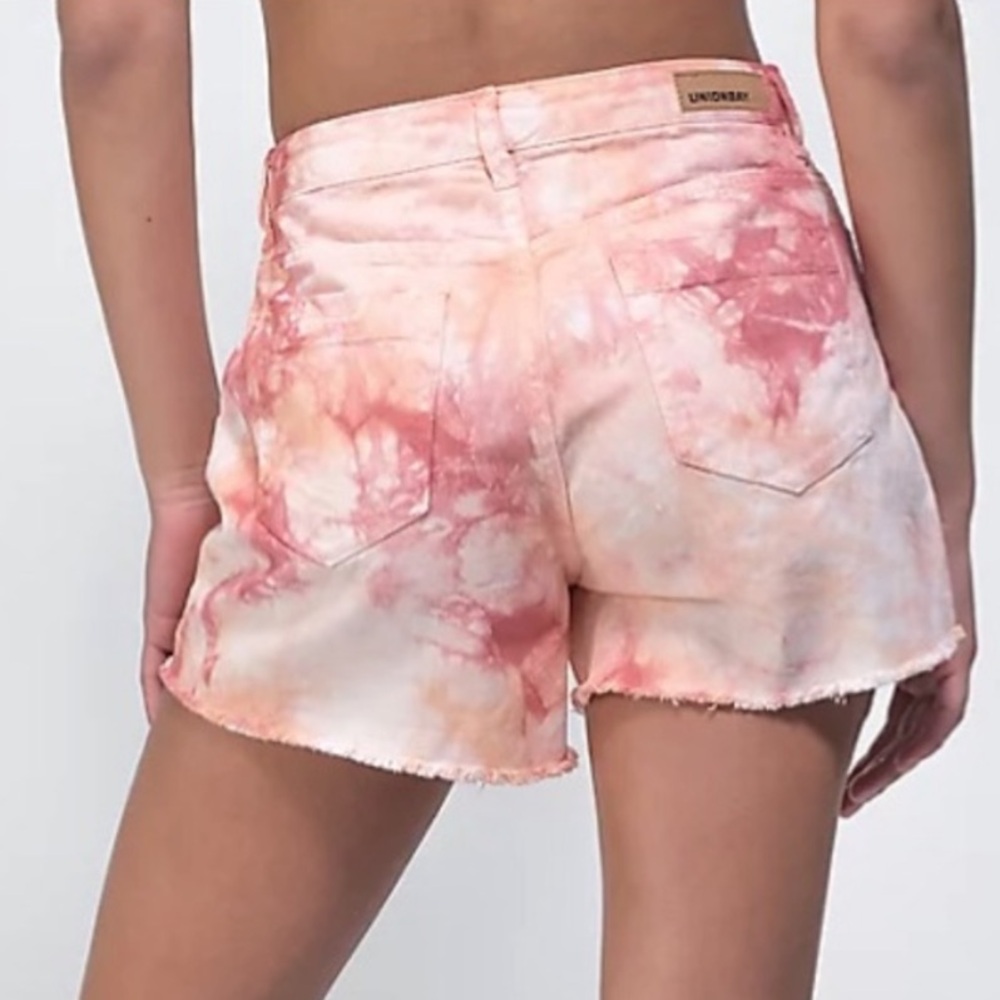 UNIONBAY Callie High Rise Tie‎ Dye Pink Orange Shorts Junior Size 11 - Picture 2 of 15